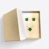 NECKLACE+EARRINGS DARK GREEN