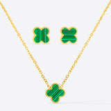 NECKLACE+EARRINGS DARK GREEN